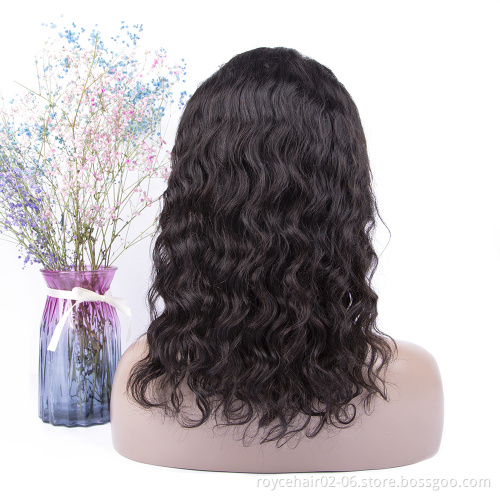 Raw Virgin Remy Indian Human Hair Wet and Wavy Water Wave Lace Closure Front Jewish Wig Kosher Wigs
